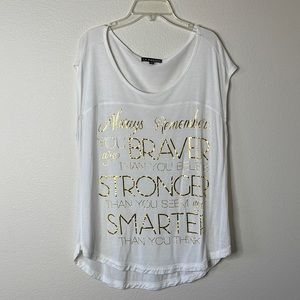 LA Threads Blouse White Gold Top Sz M